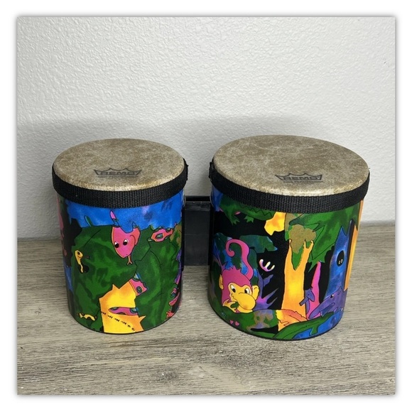 Remo Rhythm Club Bongo Drum Set Rhythm Kids Learning Percussion Music Jungle USA - Picture 1 of 12